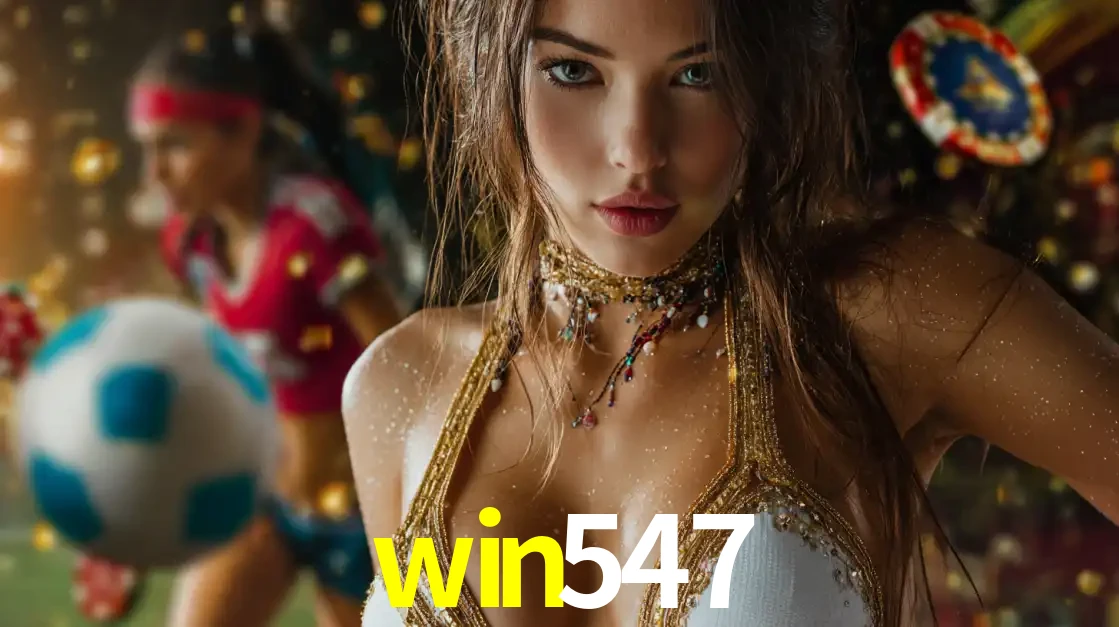 Mulher elegante representando a combinação de glamour e emoção das apostas esportivas, com uma jogadora de futebol ao fundo, destacando a ação no win547.